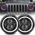 7 in Led Headlights Round Pink Purple Halo H6024 - Bright DRL Upgrade