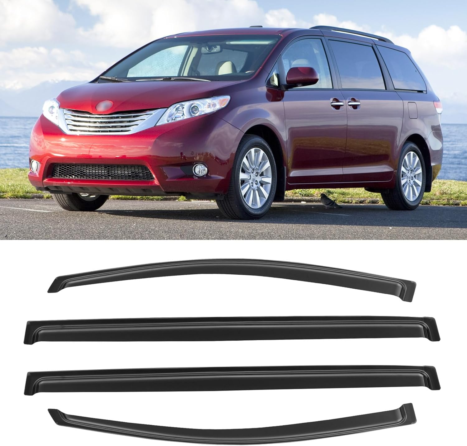 Window Rain Guards for 2011-2020 Toyota Sienna - Durable Visors