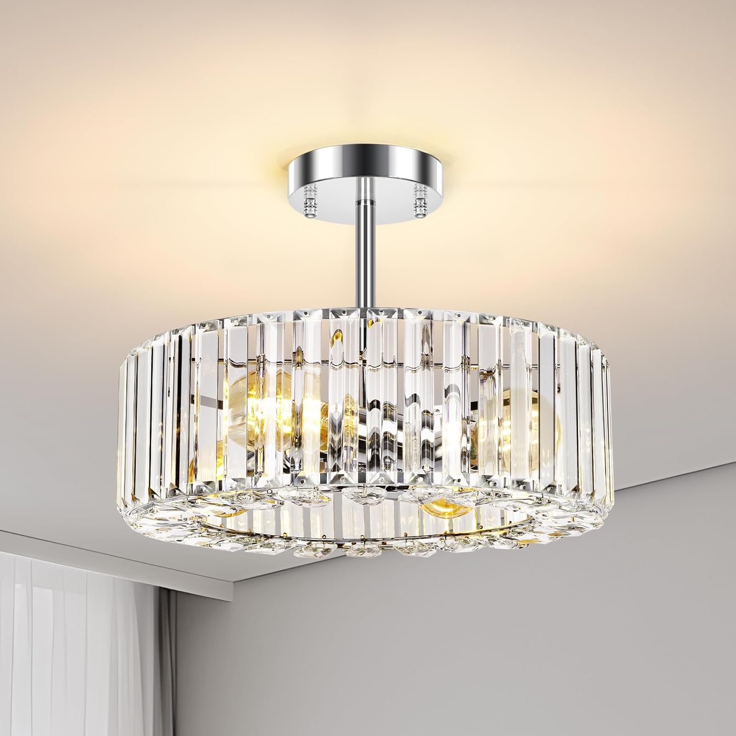 Modern 4-Light Crystal Ceiling Light Fixture for Home Decor