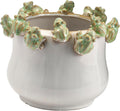 Stoneware Planter with Frogs on Rim and Reactive Glaze - Cottage