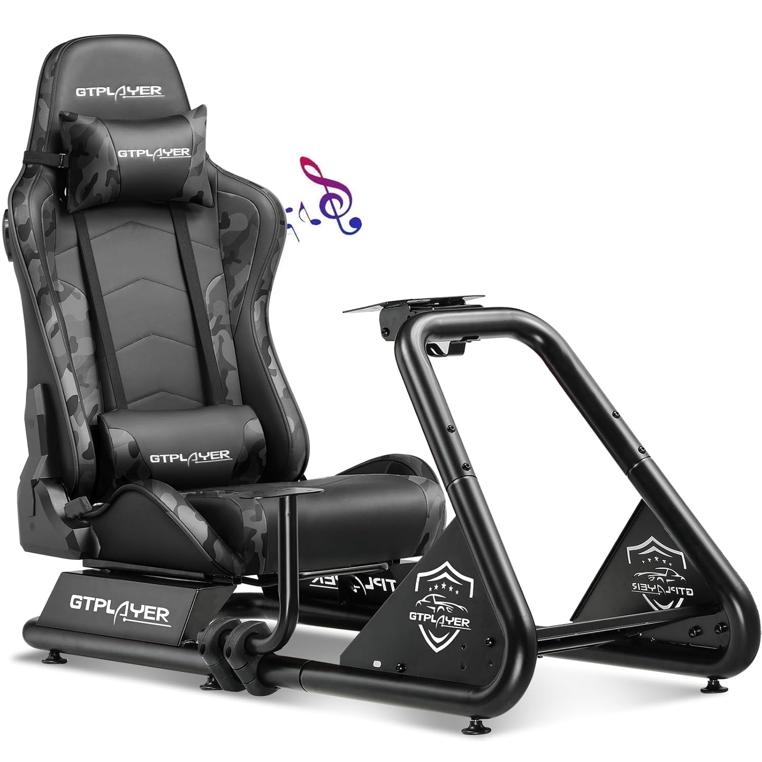 GTPLAYER Racing Simulator Cockpit with Bluetooth Speakers and Seat