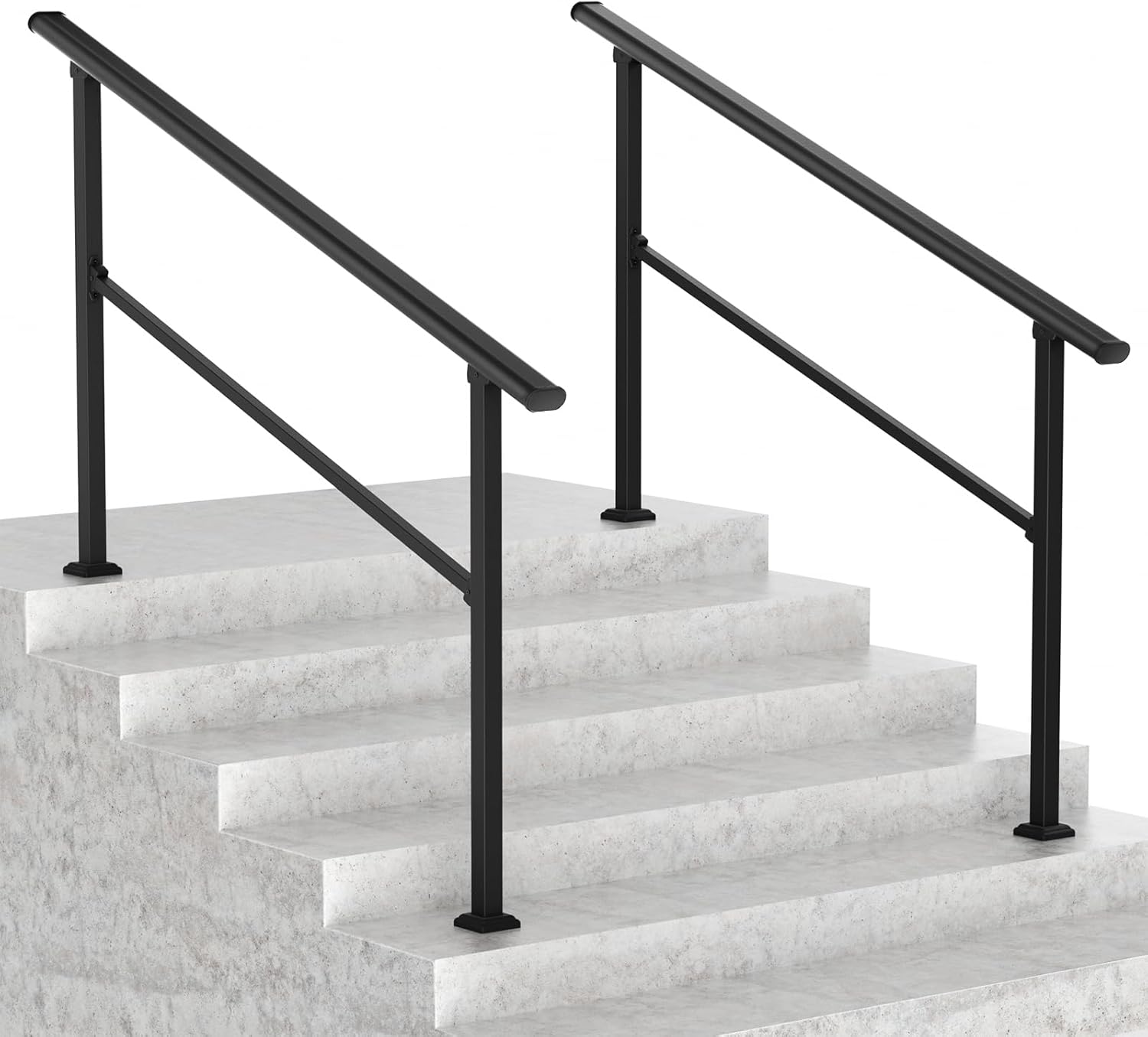 LOVMOR 2 Pack 5 Step Hand Rails for Outdoor Steps - Durable Safety