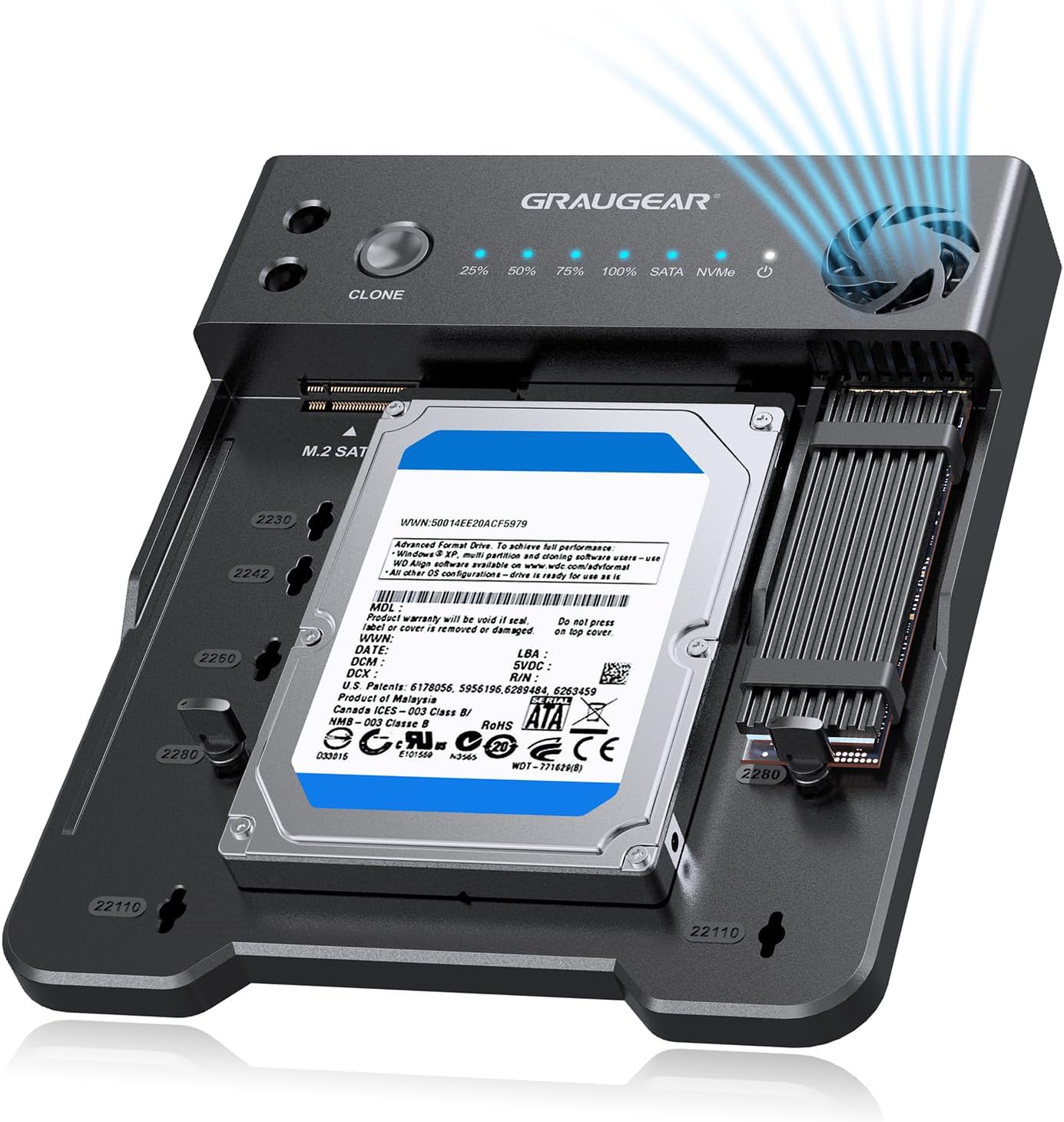 GRAUGEAR M.2 NVMe & SATA SSD Docking Station for Cloning