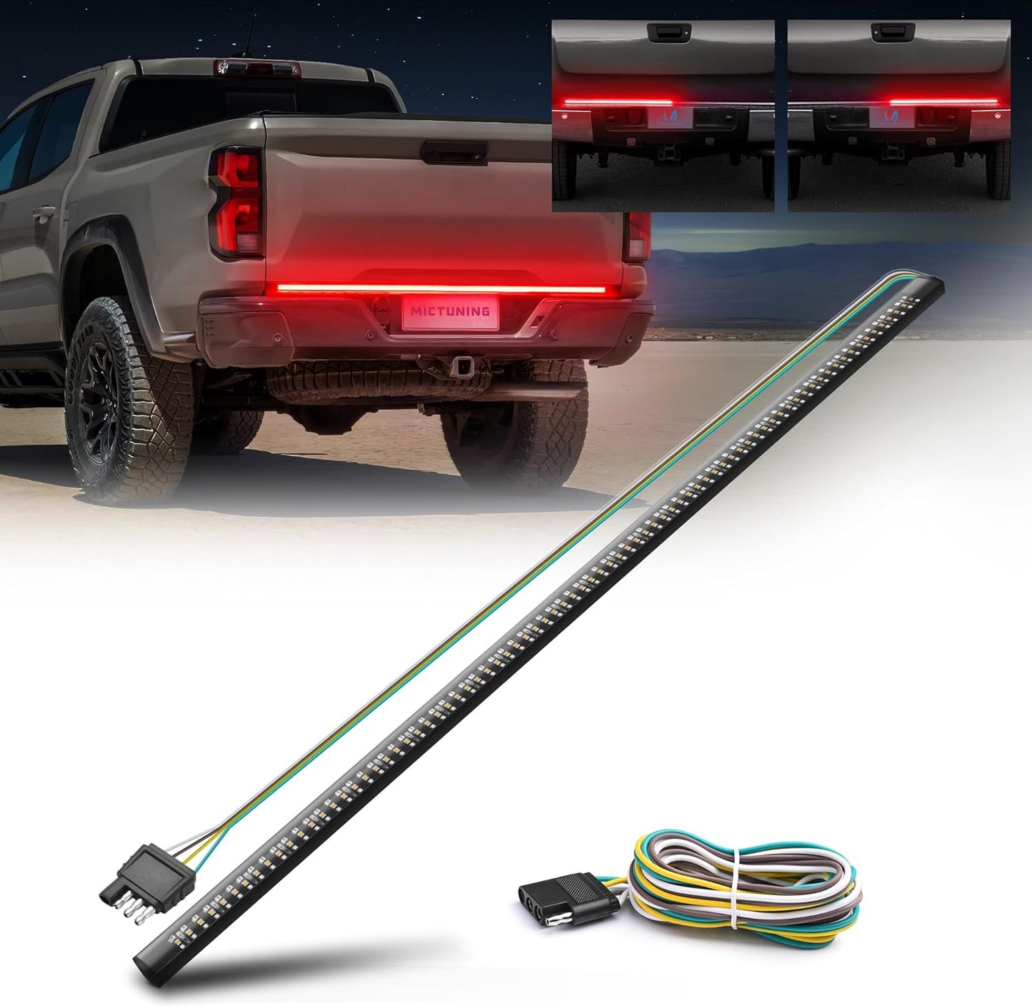 MICTUNING 60in Red Sequential Turn Signal Brake Light Strip