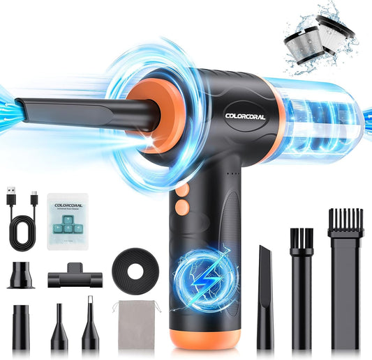 COLORCORAL 12-in-1 Cordless Air Duster - Deep Clean Keyboards, PCs & More