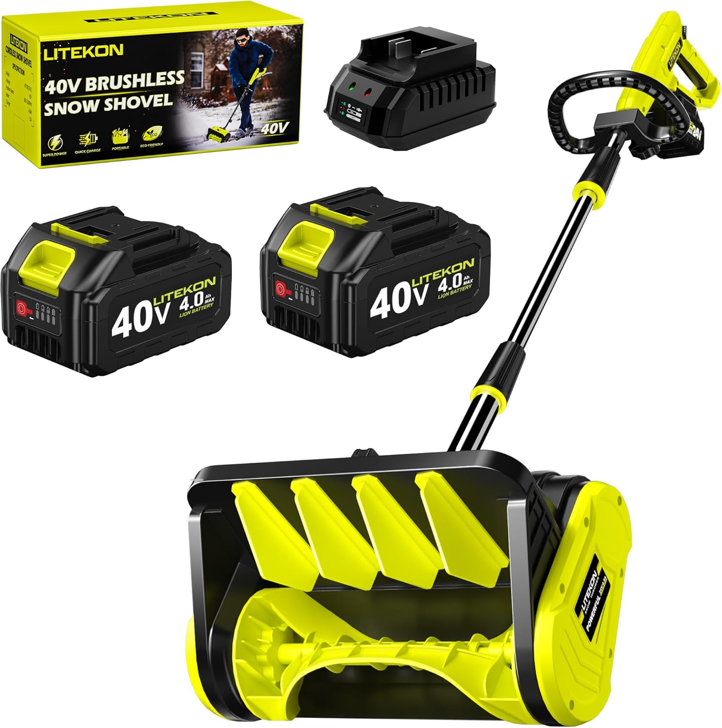 40V Brushless Cordless Snow Shovel for Effortless Snow Removal