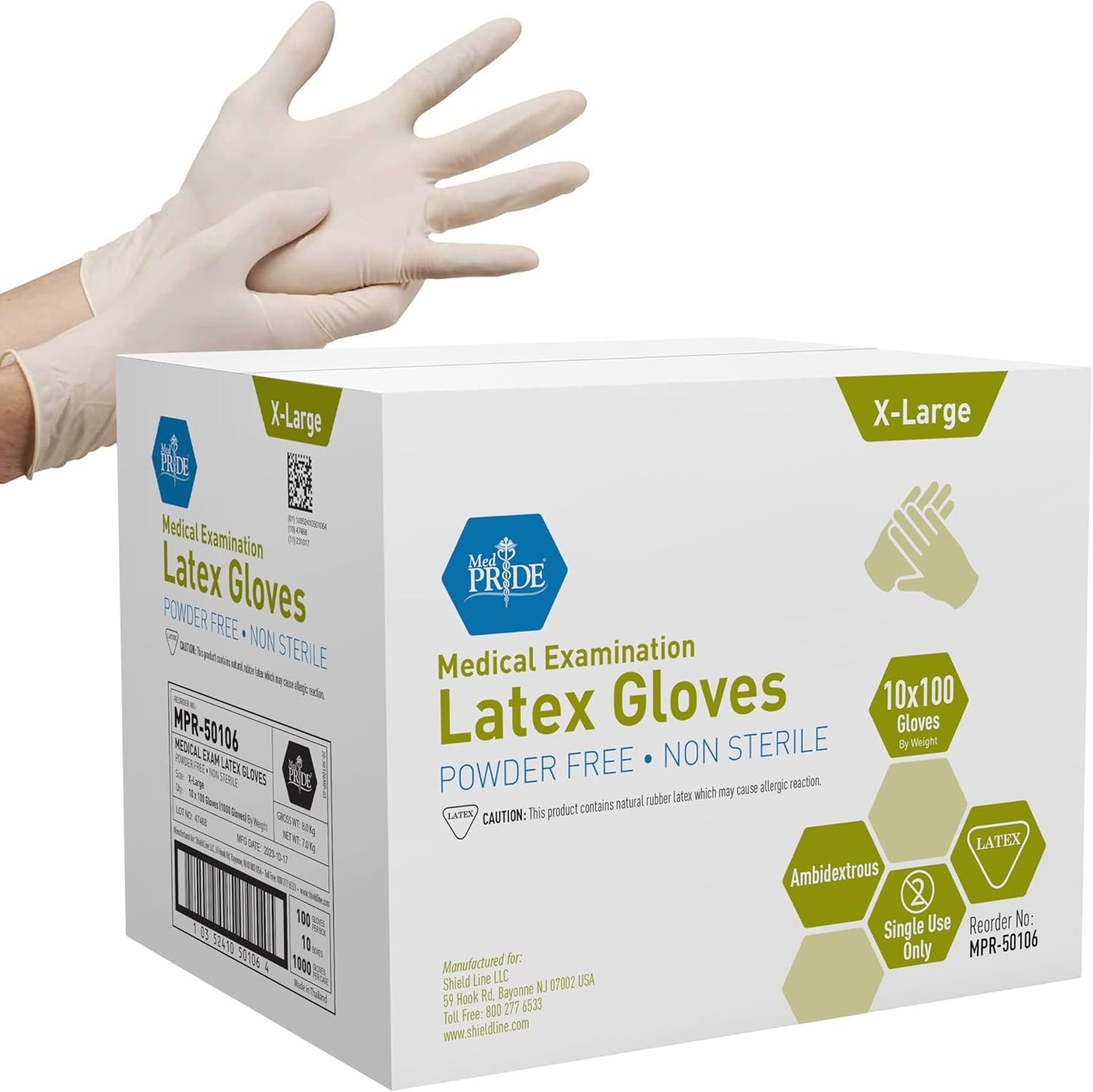 MED PRIDE Medical Latex Examination Gloves for Healthcare Use