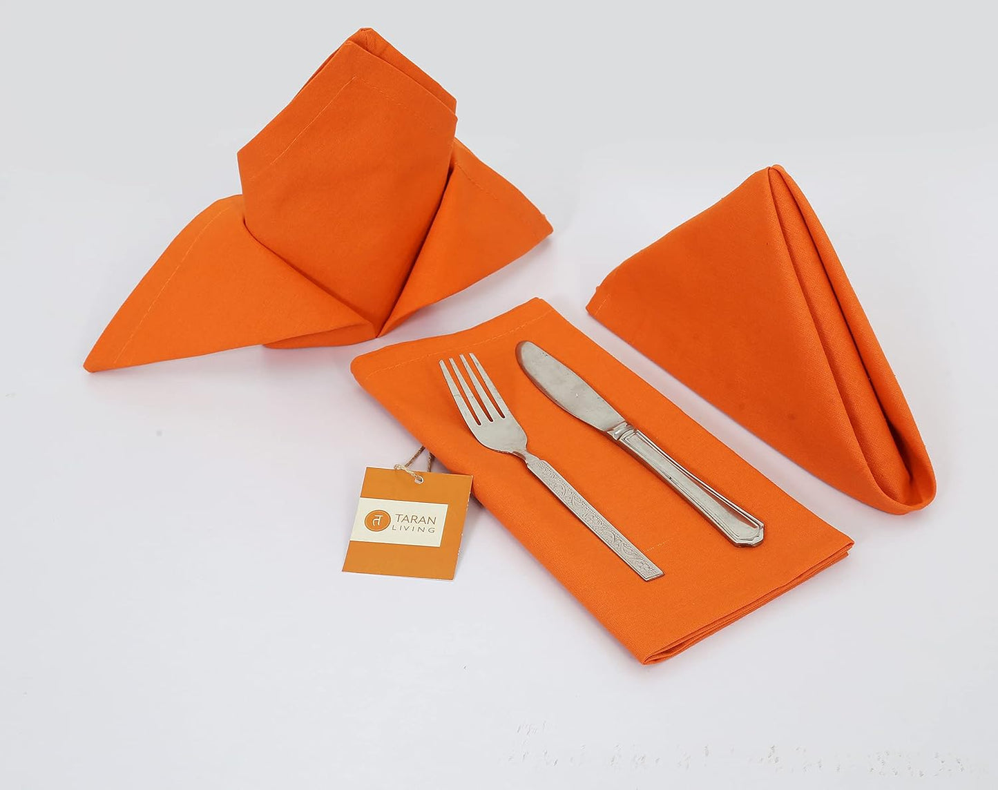 Set of 12 Reusable Cloth Napkins - Festive Fall & Christmas Decor ~ Orange 18x18