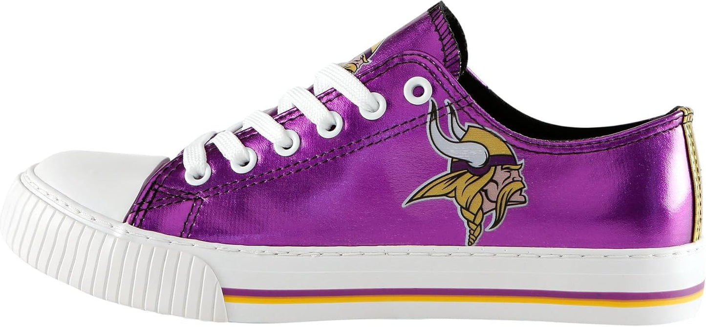 FOCO Women's NFL Team Logo Metallic Low Top Canvas Sneakers