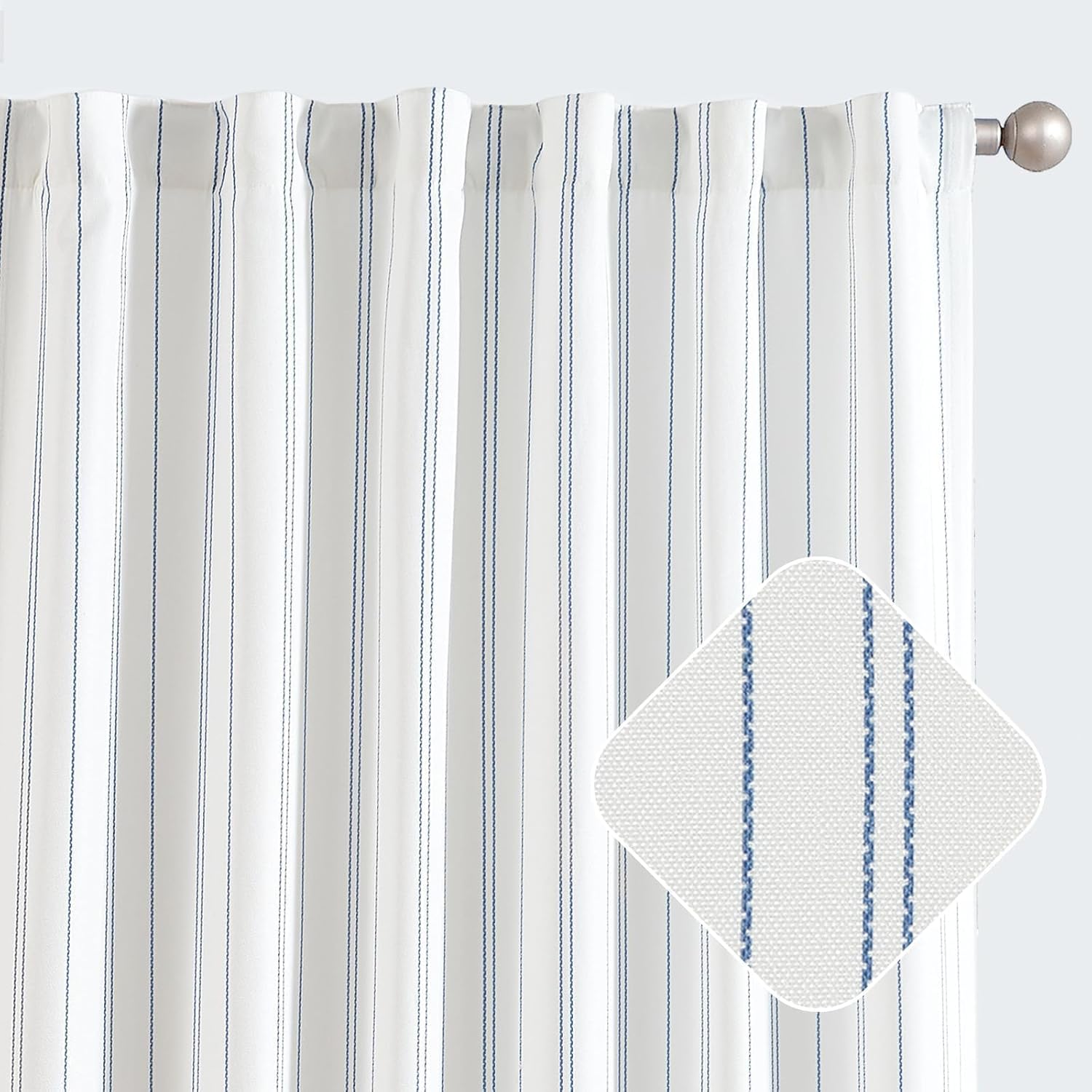 JINCHAN Blue and White Striped Curtains for Modern Farmhouse