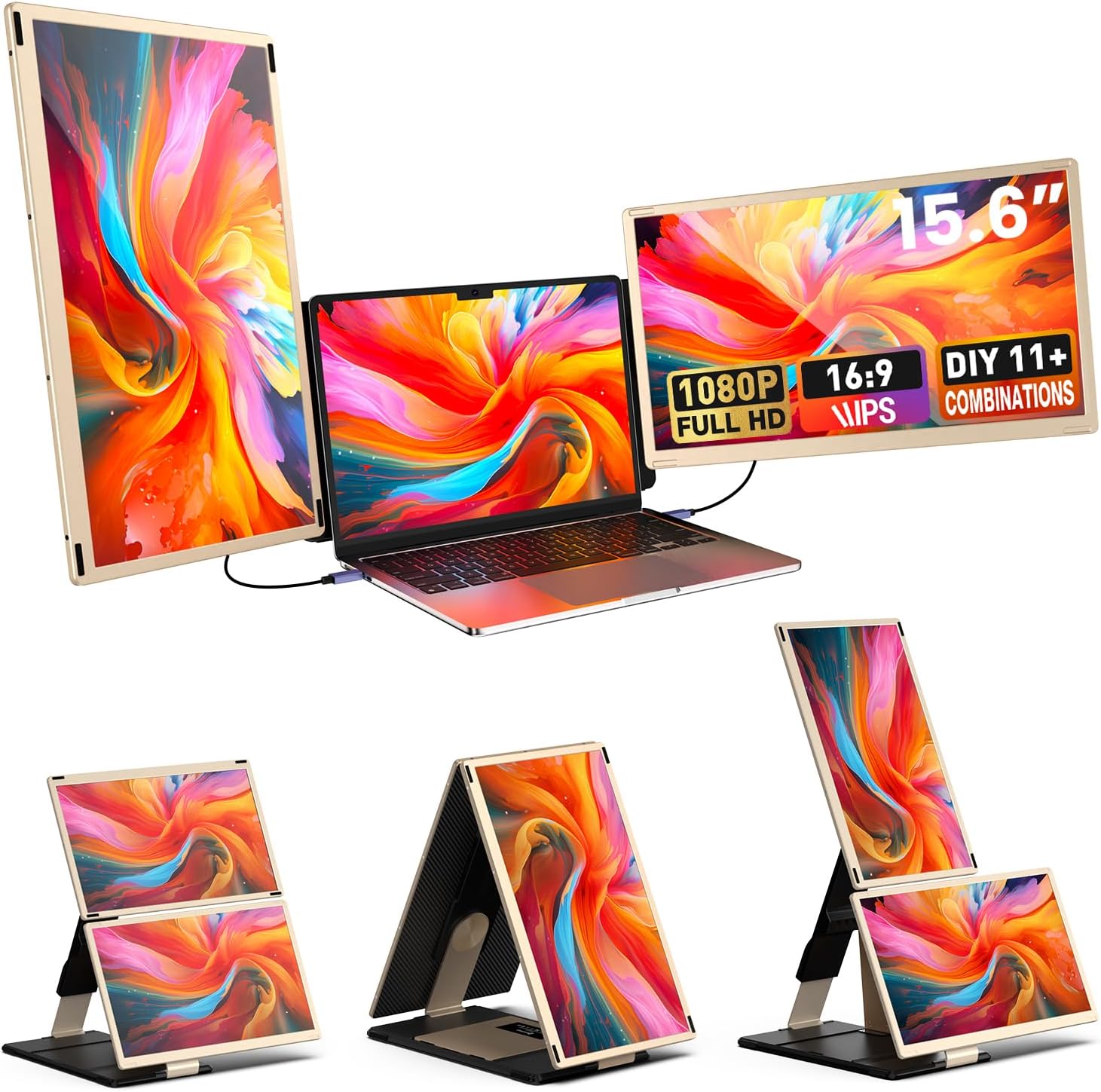Triple Screen Laptop Extender - 15.6 FHD Monitor