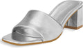 PIZZ ANNU Women's Square Open Toe Low Block Heels (Style 14T2)