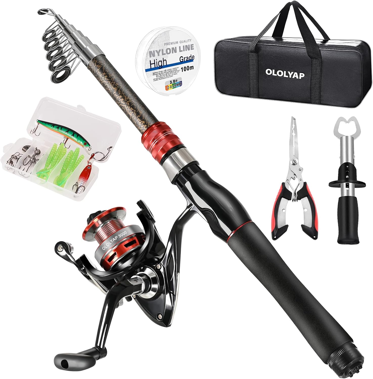 Telescopic Fishing Pole Combo Set for Bass and Saltwater Fishing