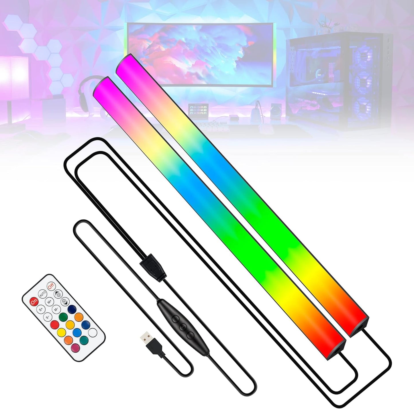 Gaming Setup Transformer: 353 RGB Modes, Remote Control, JUSJUBR LED Bars