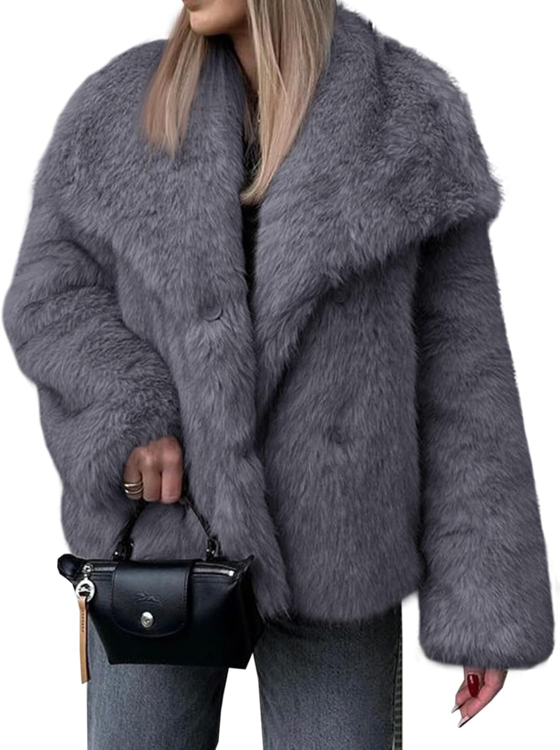 Cicy Bell Womens Faux Fur Coat for Winter Casual Style