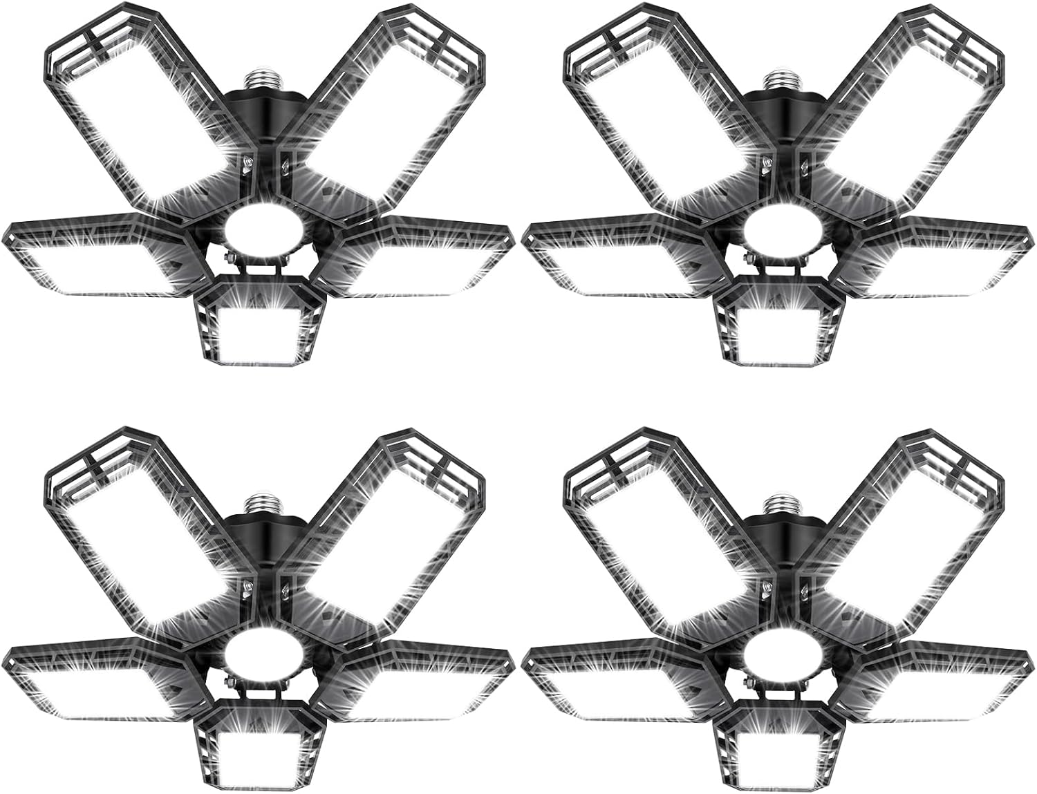 LED Garage Lights 4 Pack with Deformable Panels for Brightness