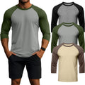 Men's 3 Pack 3/4 Sleeve Baseball T Shirts - Soft Cotton Blend