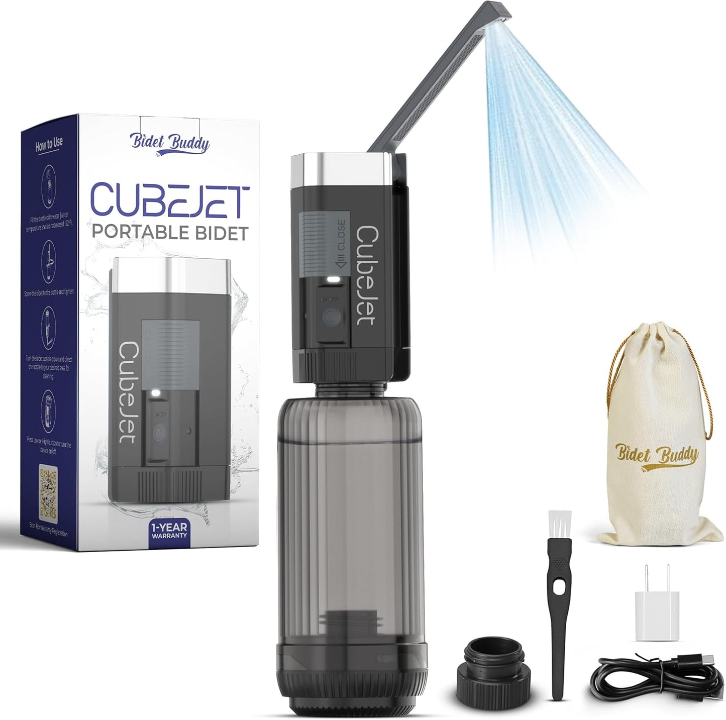 CubeJet Portable Bidet - Rechargeable Hygiene Device for Travel