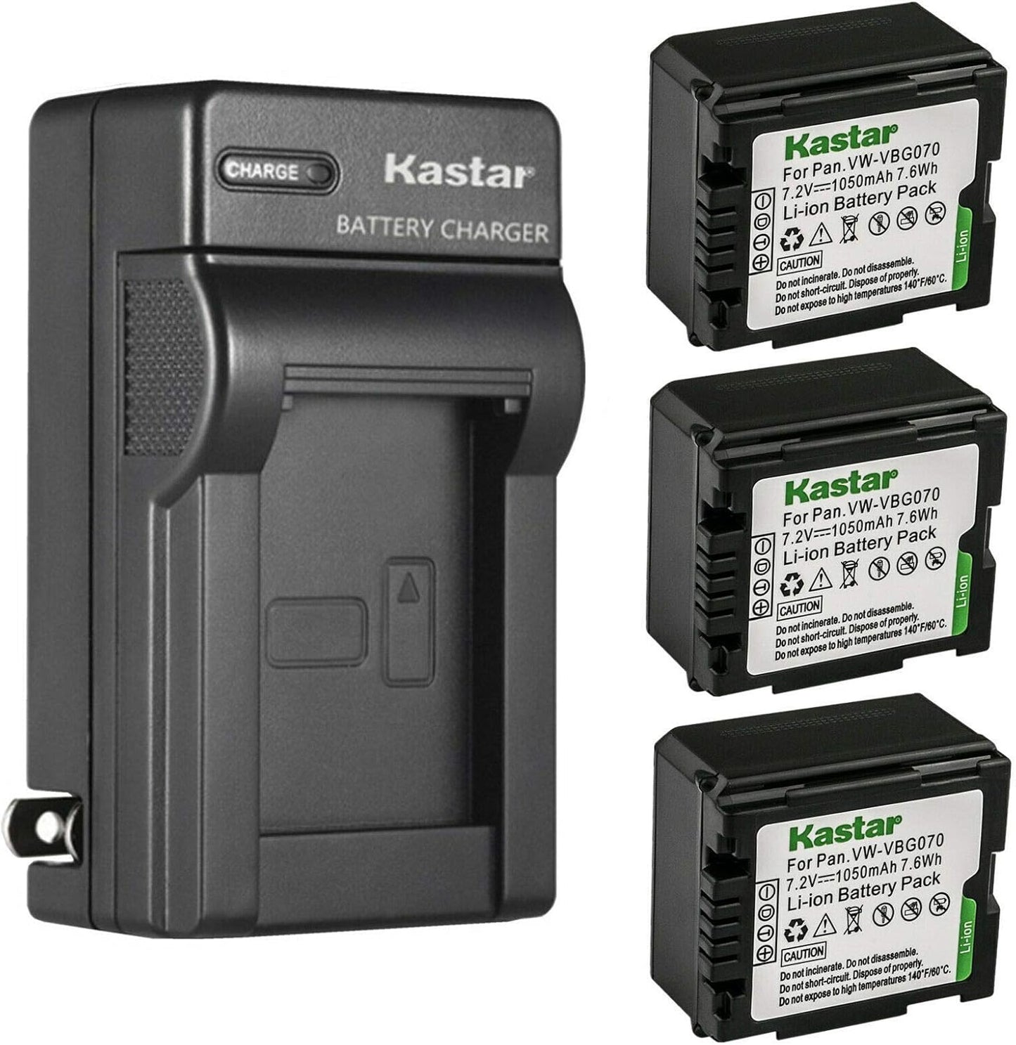Kastar 3-Pack Battery and AC Wall Charger for Panasonic Cameras