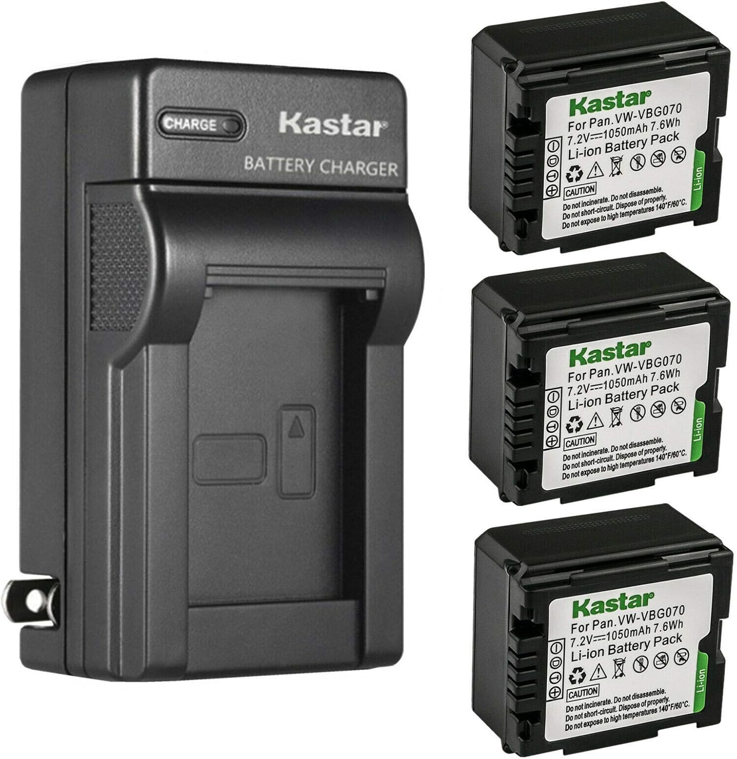 Kastar 3-Pack Battery and AC Wall Charger for Panasonic Cameras