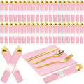 Pre-rolled Pink Gold Plastic Cutlery Set for 50 Guests - Ready