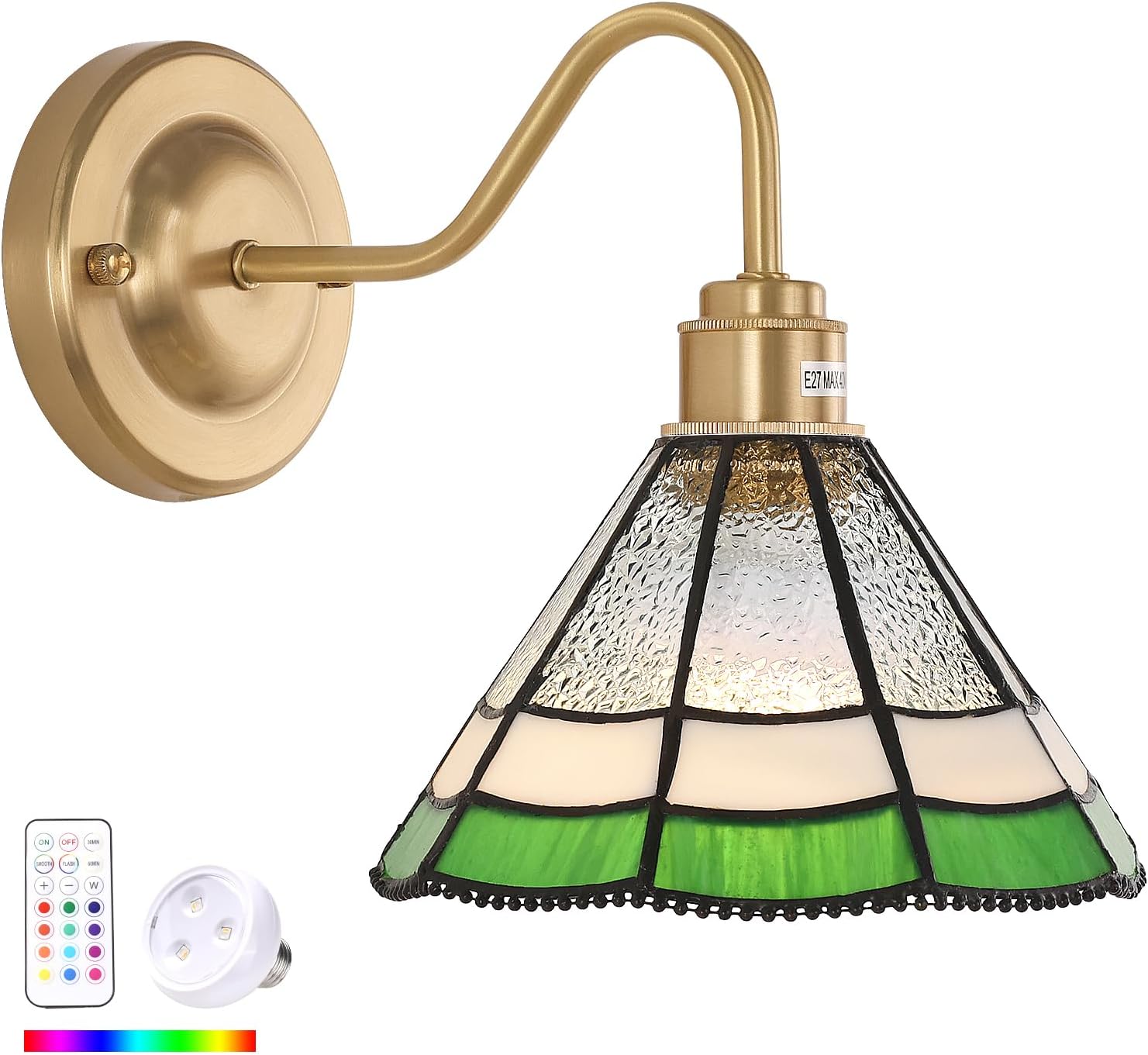 Vintage Battery Operated Wall Sconce with Remote Control RGB LED