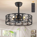 20 in Black Fandelier Caged Ceiling Fan with Light and Remote