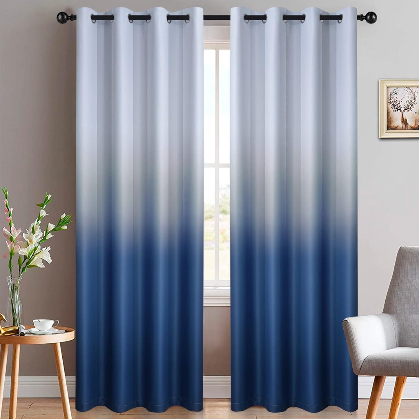 Yakamok Blue Ombre Curtains - Room Darkening Luxury! 