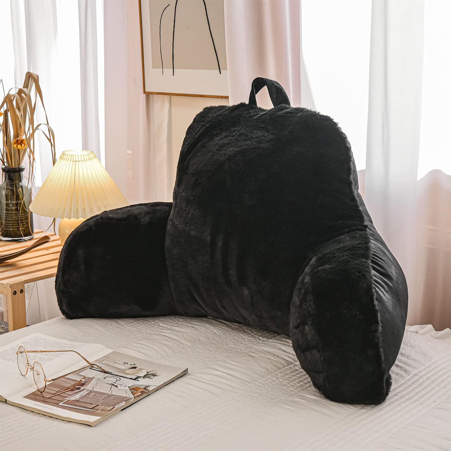 A Nice Night Faux Fur Reading Pillow for Ultimate Comfort