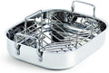 Stainless Steel Roaster Pan with V-Shaped Rack - Even Browning