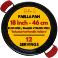 Enameled Paella Pan for 12 Servings - No Rust, 18 Inch Skillet