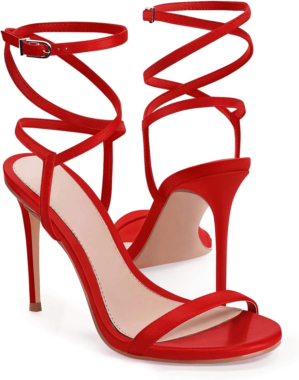 Coutgo Womens Strappy Lace Up Heels Sandals for Summer Style