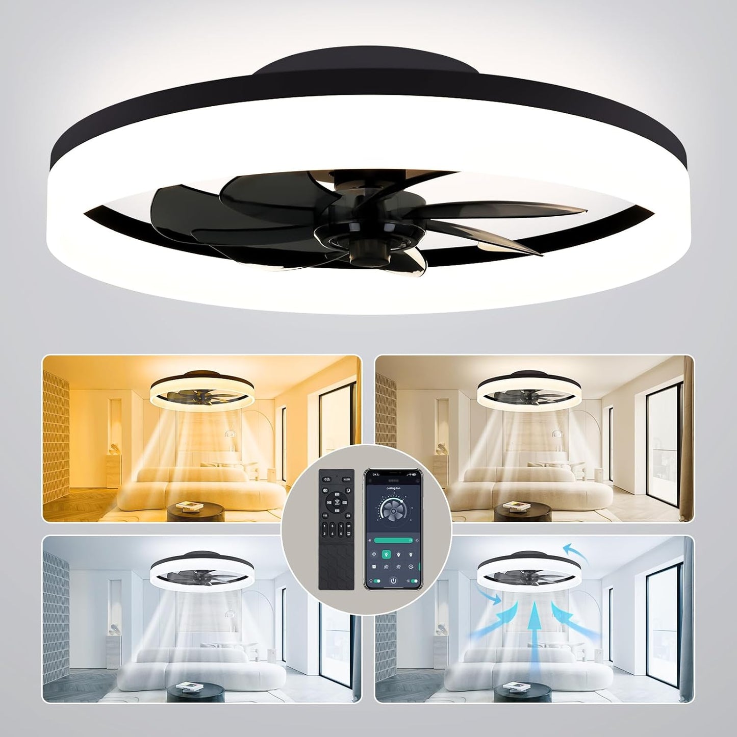 Ceiling Fans with Lights - Remote Control & Dimmable Features
