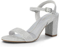 Womens Low Heels Block Open Toe Ankle Strap Sandals - Comfortable Low