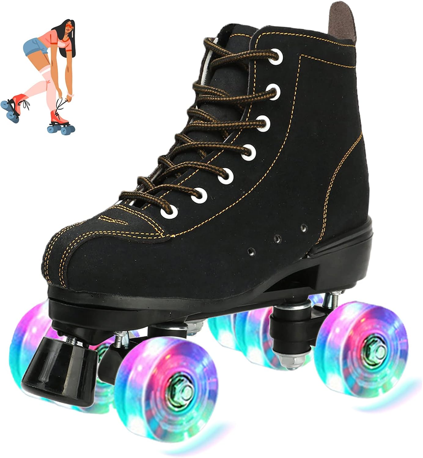 High Top Double Row Roller Skates for Indoor and Outdoor Fun