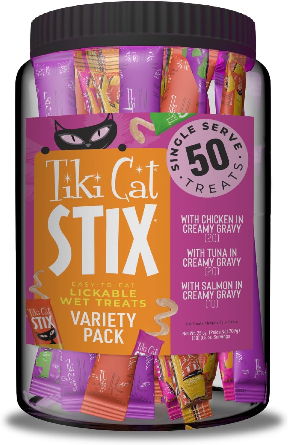 Tiki Cat Stix Mousse Treats Mega Jar for Cats, 50 Count