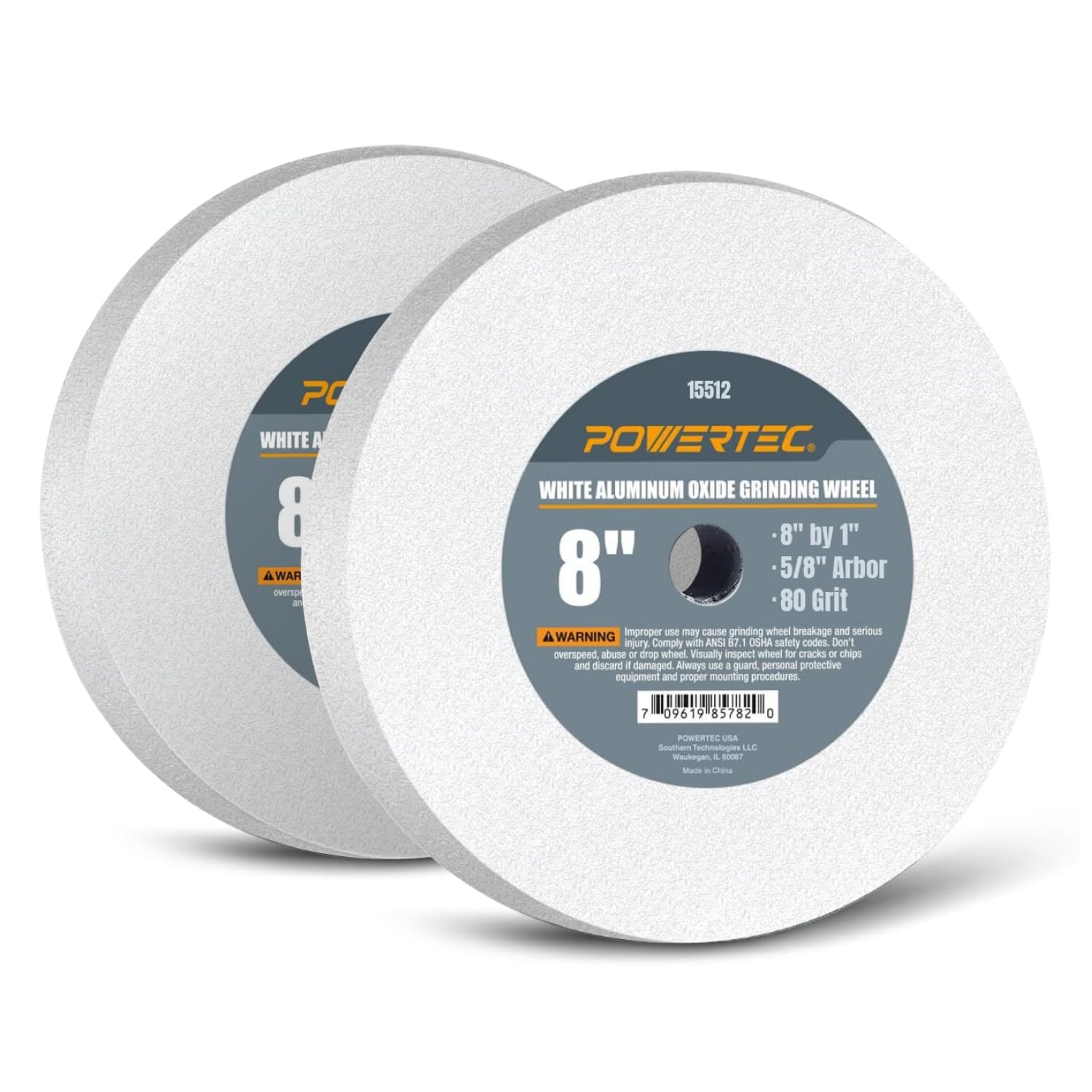 POWERTEC 8 Inch Grinding Wheel 80 Grit for Bench Grinders