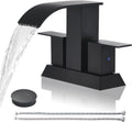 Black Waterfall Bathroom Faucet - Matte Black 4in Centerset Two