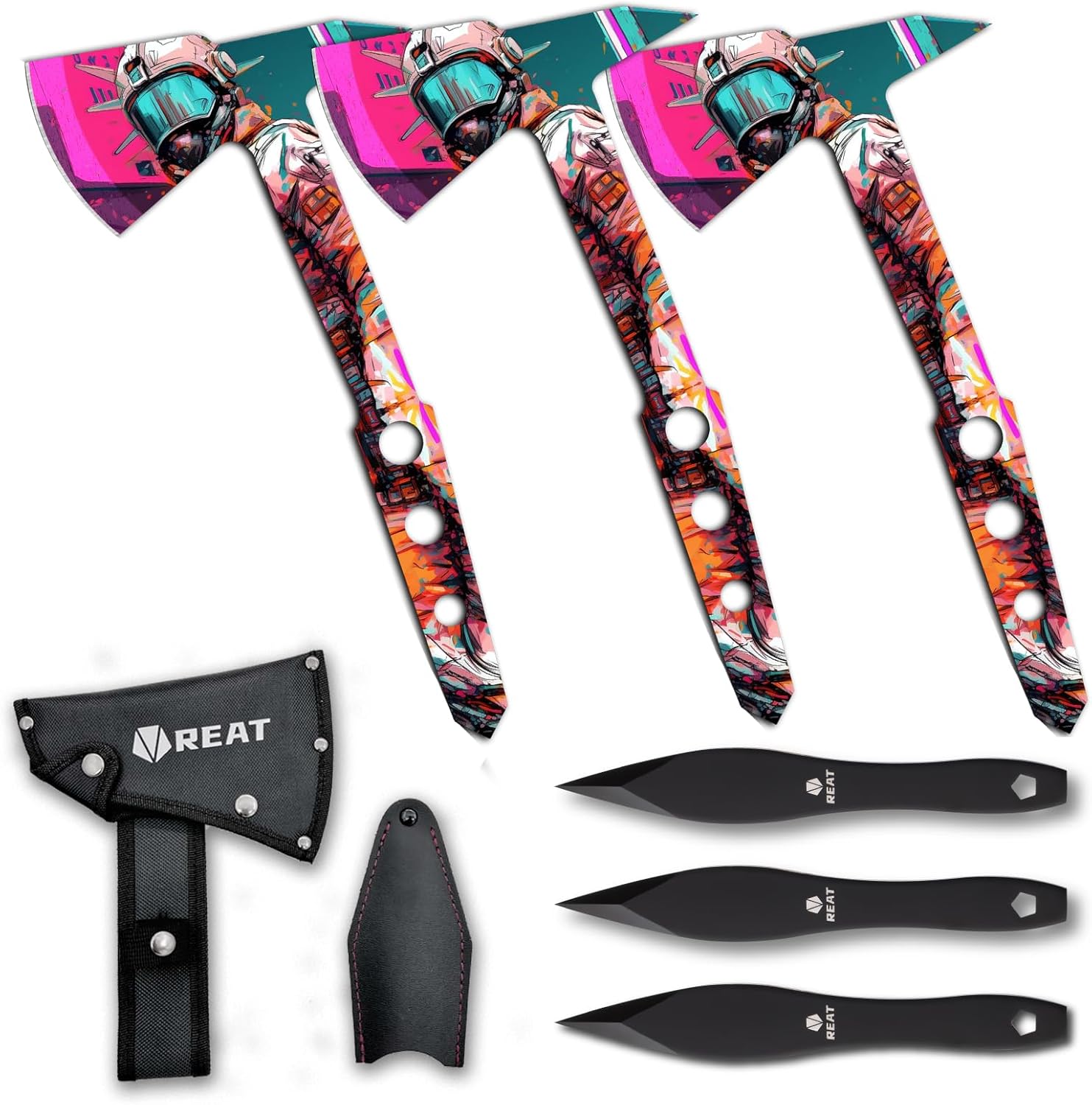 REAT Throwing Axes and Knives for Backyard Recreation and Competition