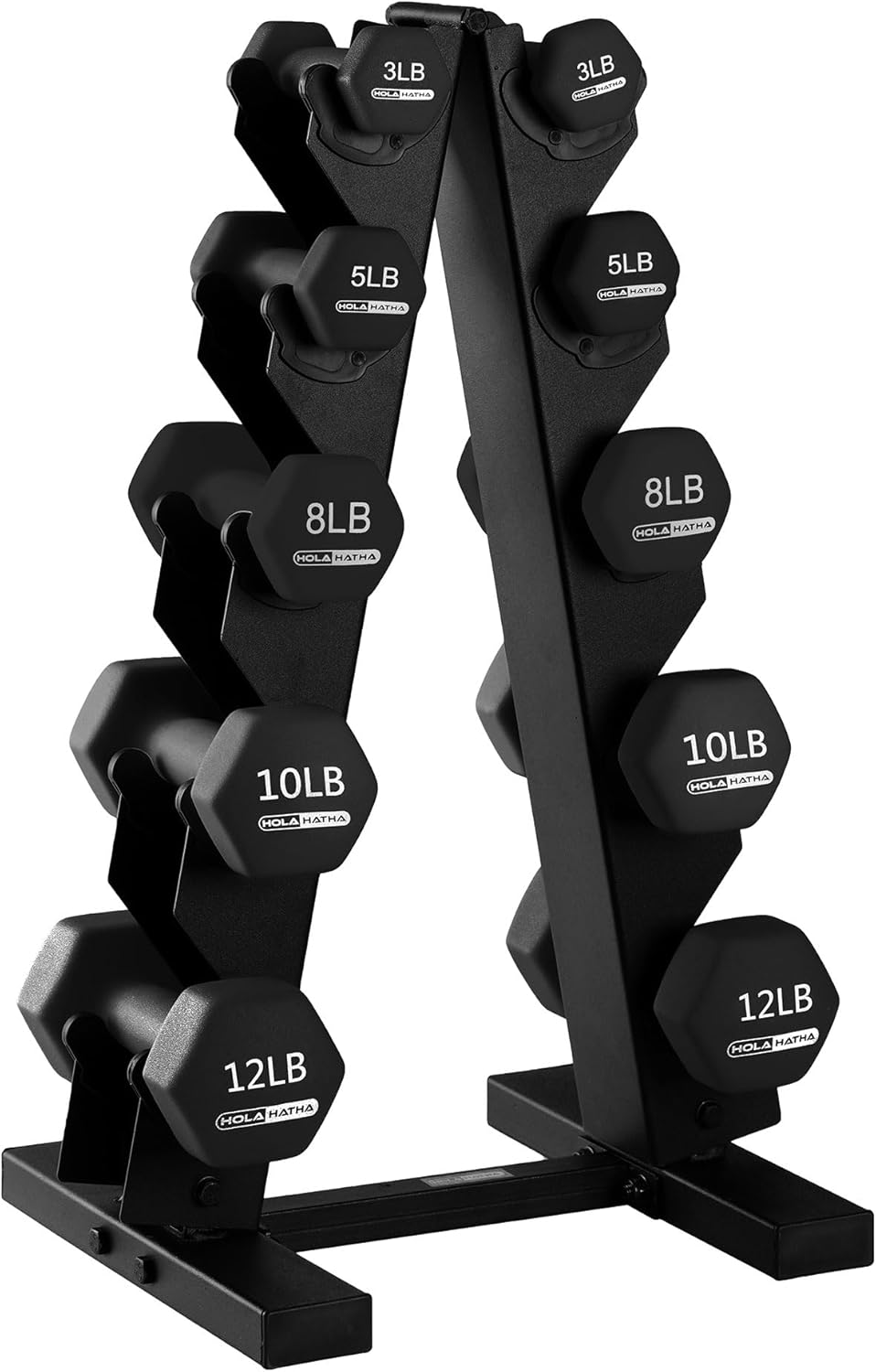 HolaHatha Neoprene Dumbbell Set with Rack for Home Workouts