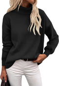Women's Turtleneck Chunky Knit Sweater - Oversized Side Slit