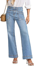 Womens Wide Leg High Waisted Jeans - Stretchy Zimbaplatinum Denim are