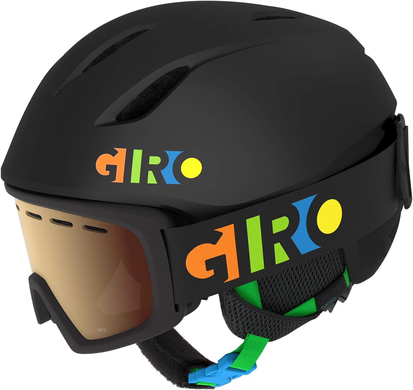 Protective Youth Snow Helmet & Goggles Set - Matte Black/Party Blocks - XS (2021)