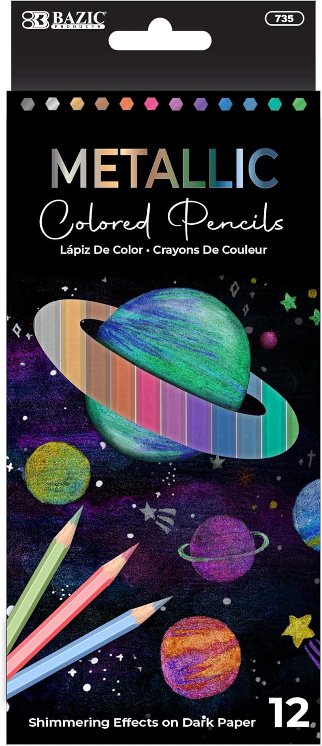 BAZIC Metallic Colored Pencils Set for Vibrant Art Creations
