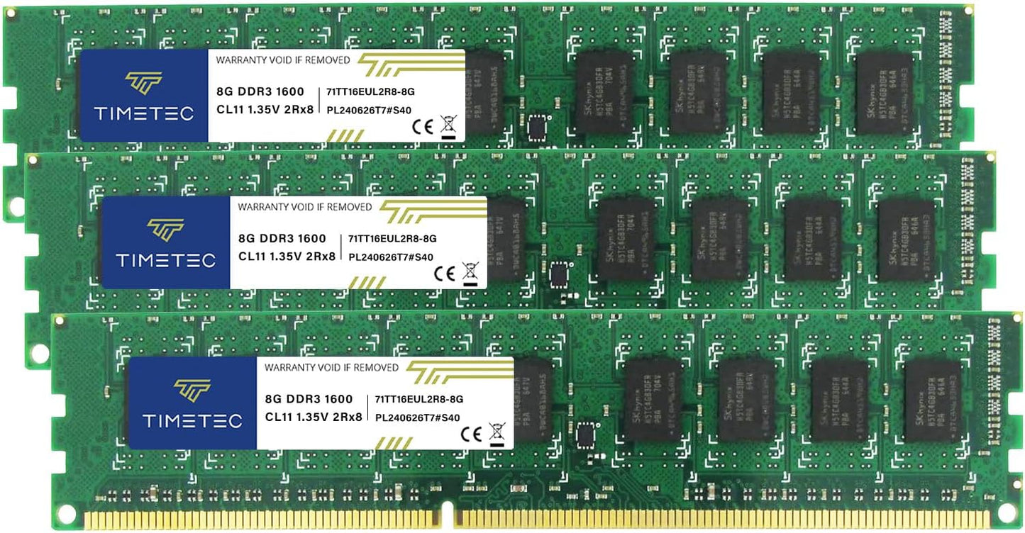 Timetec Hynix IC 24GB Kit DDR3L 1600MHz Unbuffered ECC RAM