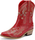 Rhinestone Ankle Cowboy Boots for Women - Comfortable Low Heel