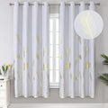 Estelar Textiler Greyish White and Gold Print Room Darkening Curtains