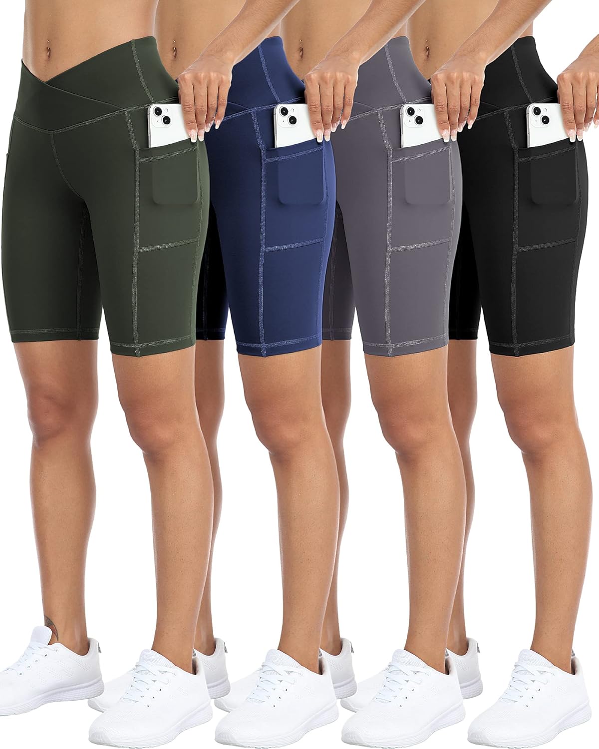 Biker Yoga Shorts with Pockets for Women - High Waisted Comfort