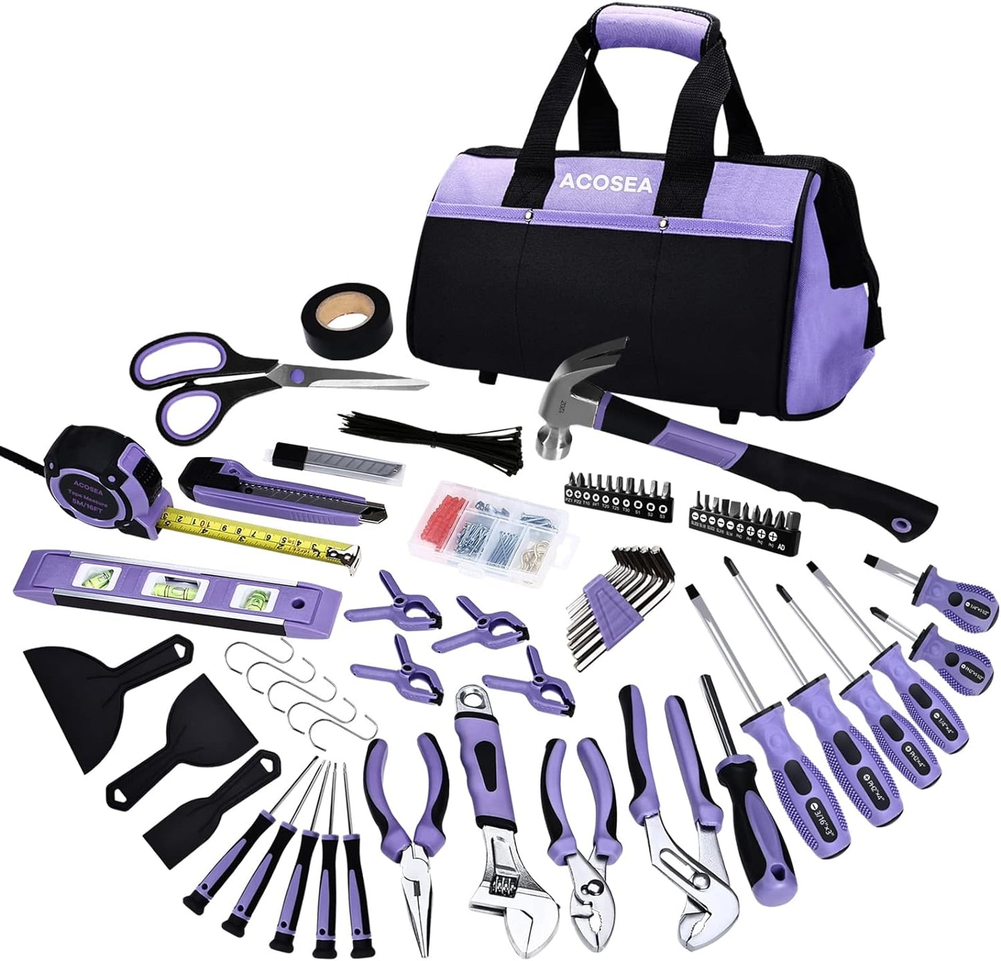 Purple Tool Set for Women - 223-Piece Home Maintenance Kit