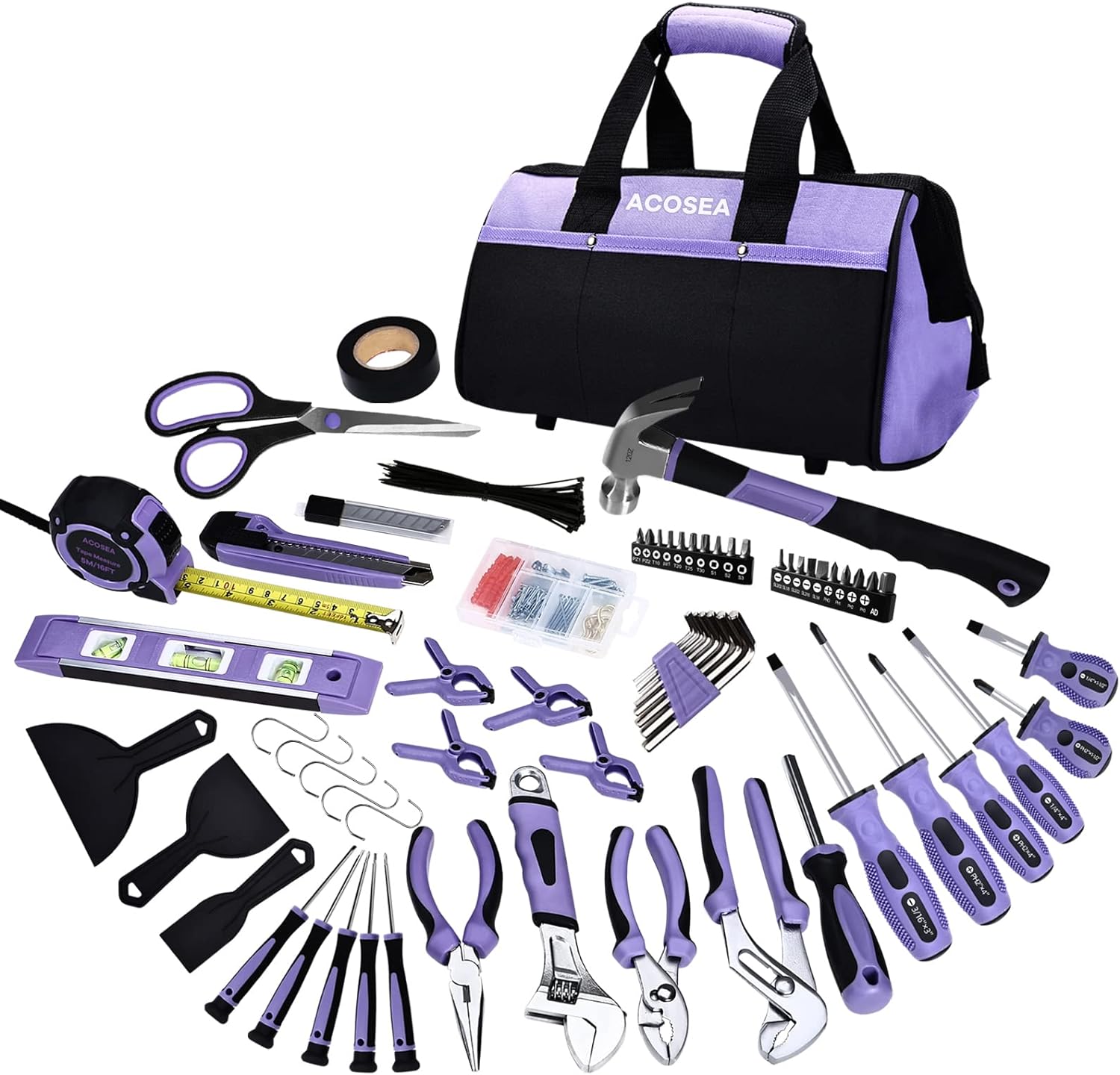 Purple Tool Set for Women - 223-Piece Home Maintenance Kit